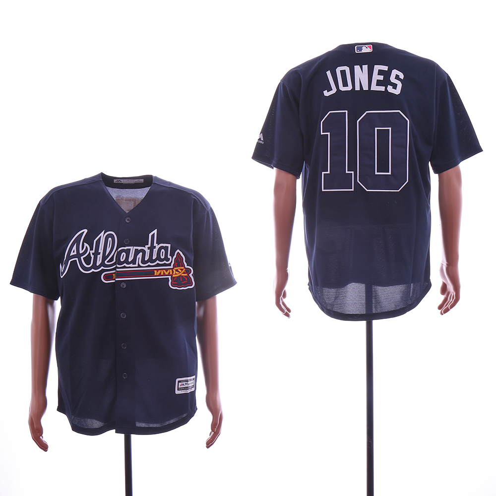 Men Atlanta Braves #10 Jones Blue MLB Jerseys